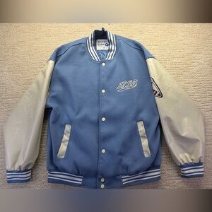 Aelfric Eden Baby Blue Letter Love Varsity Letterman's Bomber Jacket